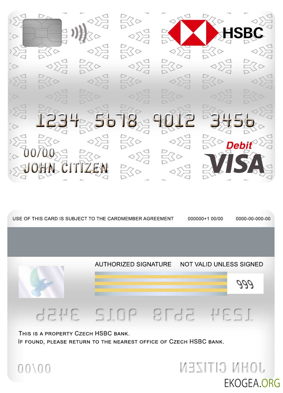 Carte de débit visa de la banque HSBC tchèque